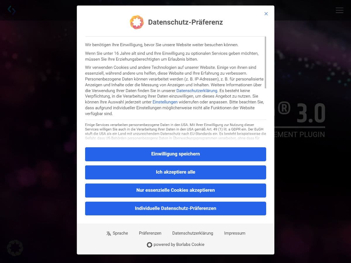 Screenshot - Borlabs Cookie Banner