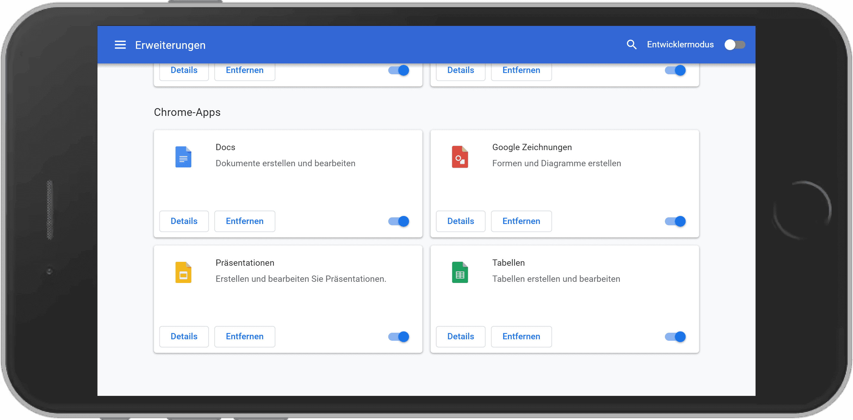 Chrome Erweiterungen Bright Theme