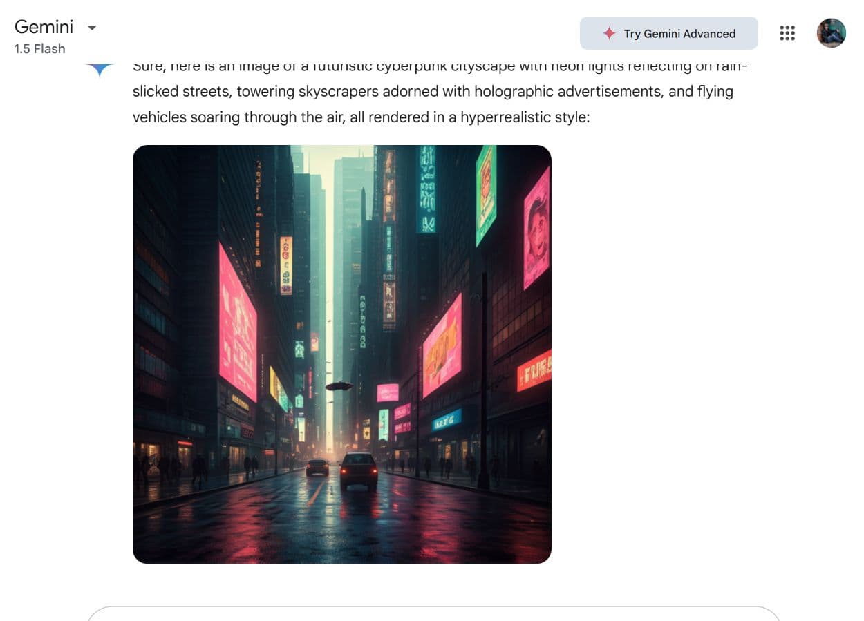 Das Bild zeigt die Bilderstellung mit Gemini