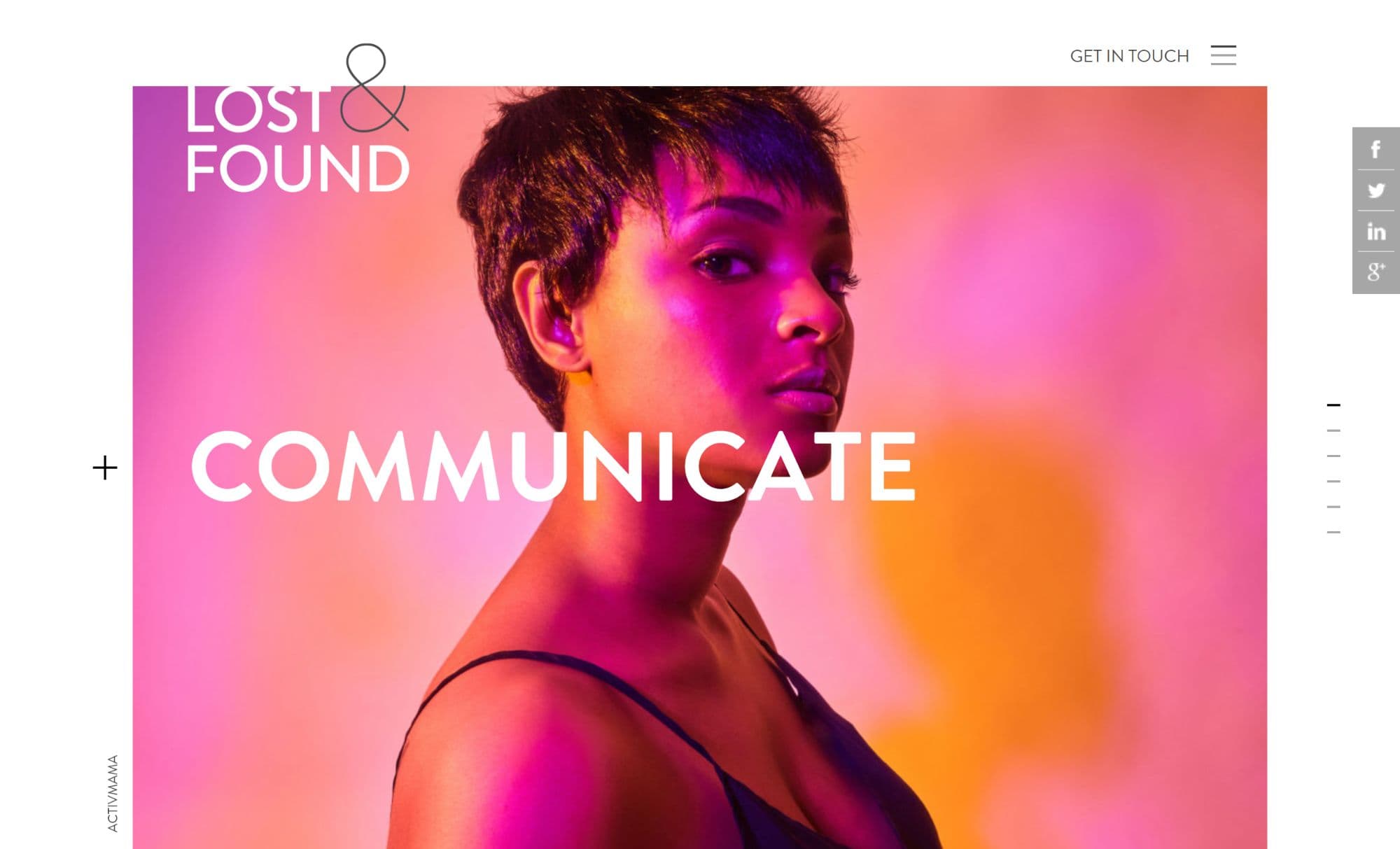 Screenshot lost and found Webdesign Trend Strukturierte Typografie