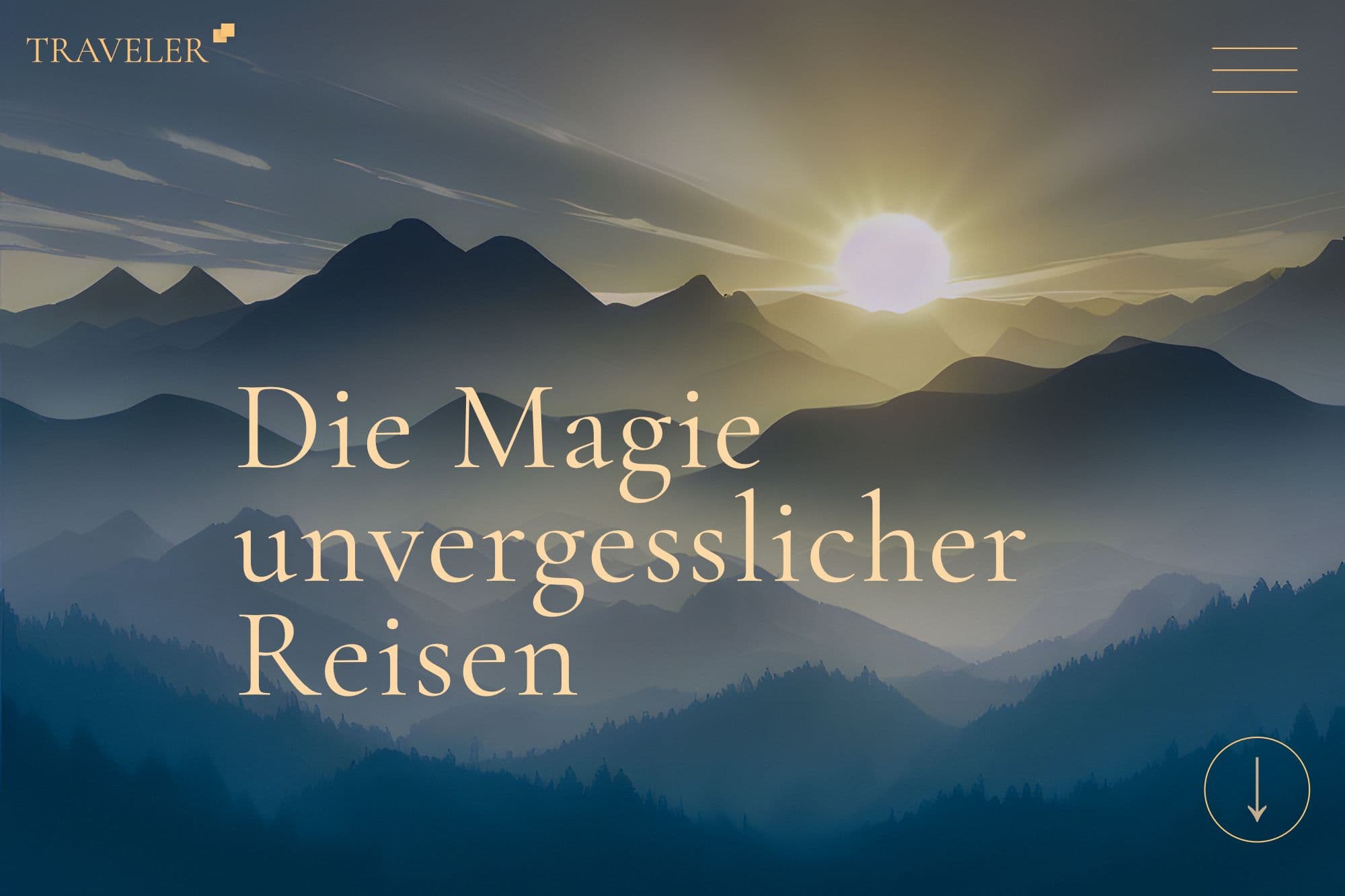 Komplexerer Designentwurf mit der Farbkombination Tiefes Ozeanblau und Lebhaftes Goldgelb