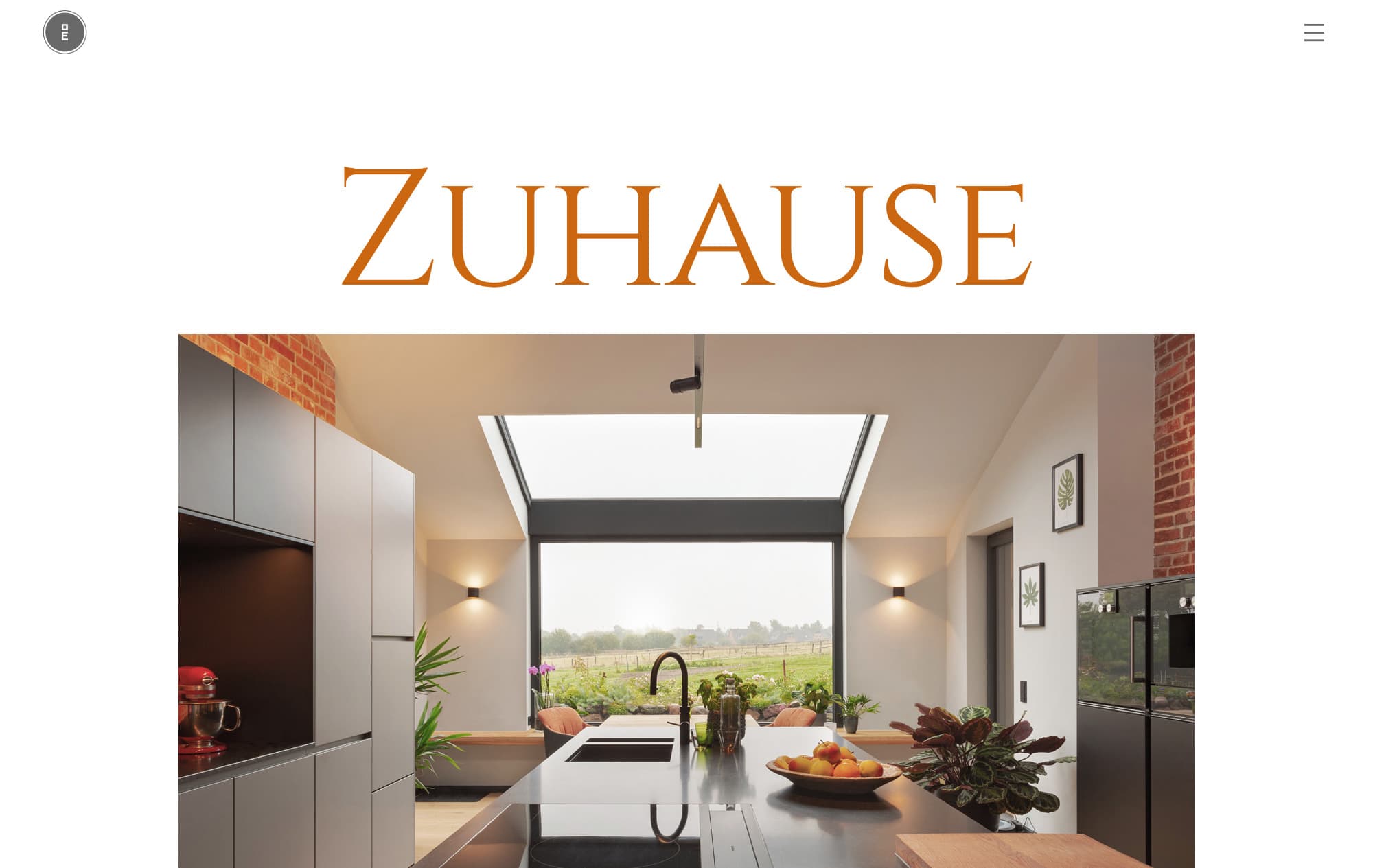 Screenshot einer Website unseres Referenzprojekts Embert Raumkonzept Innenarchitektur als Beispiel für das klare Navigationskonzept des UX Designs