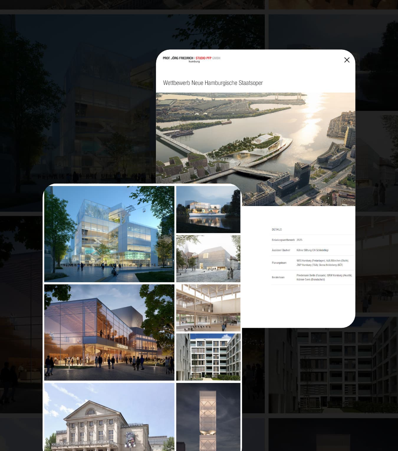 Responsive Webdesign für Architekten: Smartphone- und Desktop-Ansichten der Website von Beate Rottwinkel. Das Design besticht durch ein klares Interface, nutzerfreundliche Bild-Slider für Projektdetails und einer visuellen Anteaserung der Unterseiten.