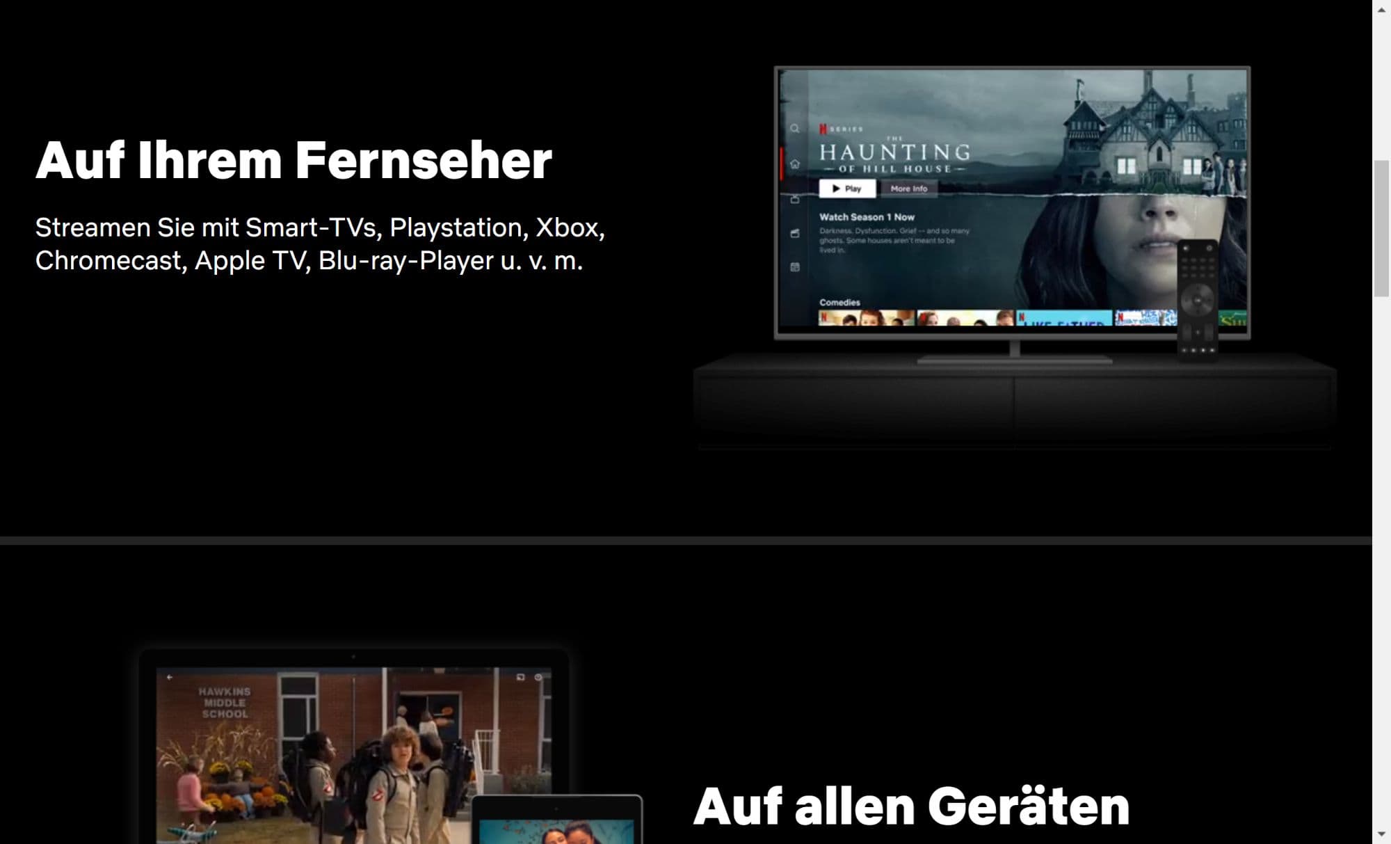 netflix.com Ein Beispiel von Dark-Mode im Webdesign