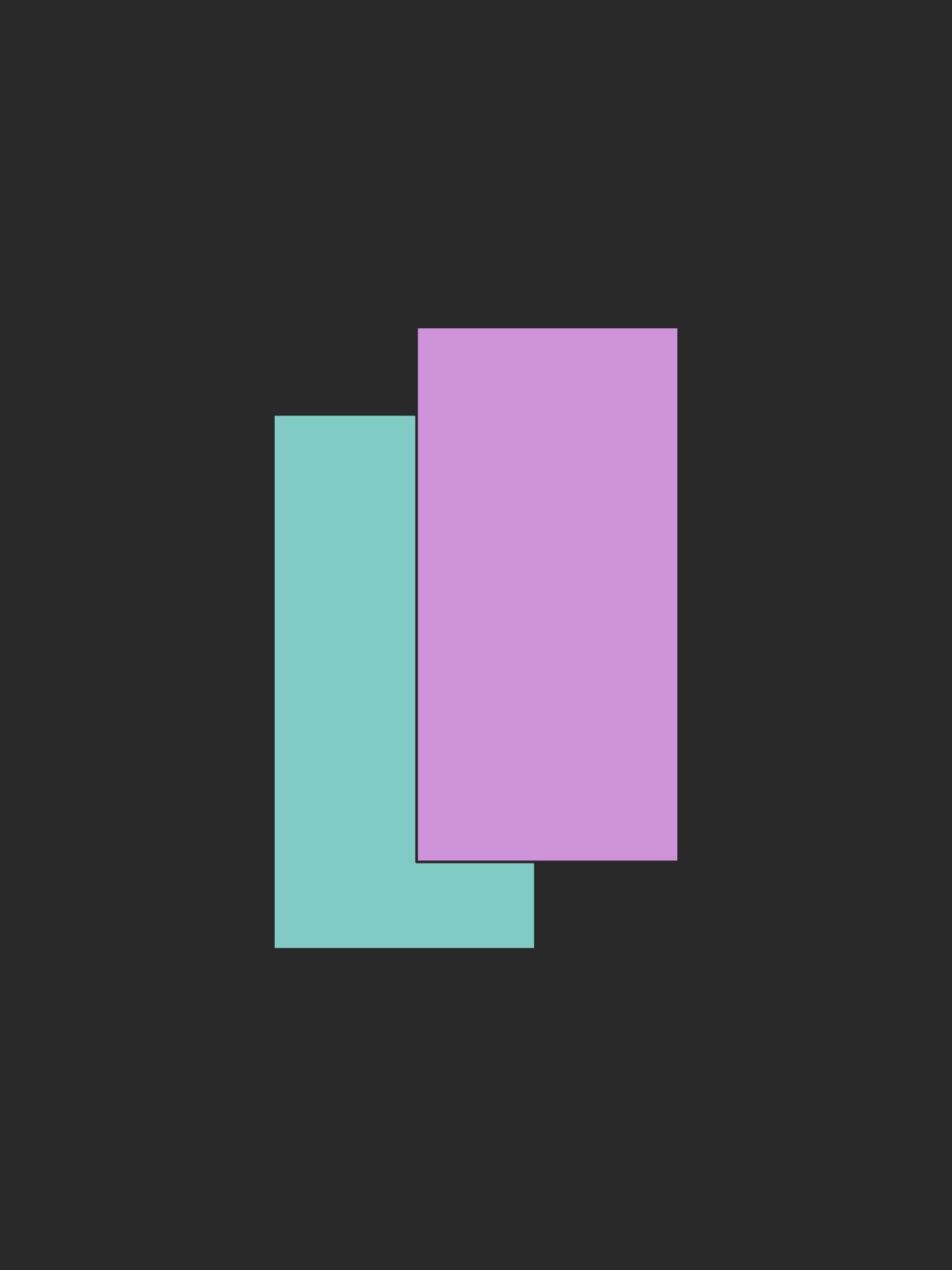 2 farbige Rechtecke, die sich leicht überschneiden - als Symbol für sich ergänzende Dienstleistungen, die wir mit anbieten.