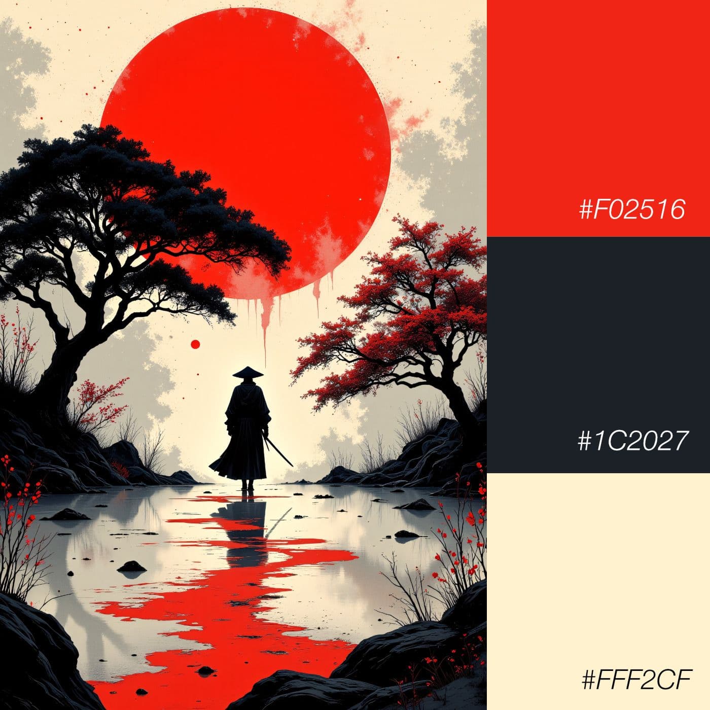 Farbkombination Feuerrot, Dunkles Anthrazit und Cremiges Elfenbein – Timeless Fusion