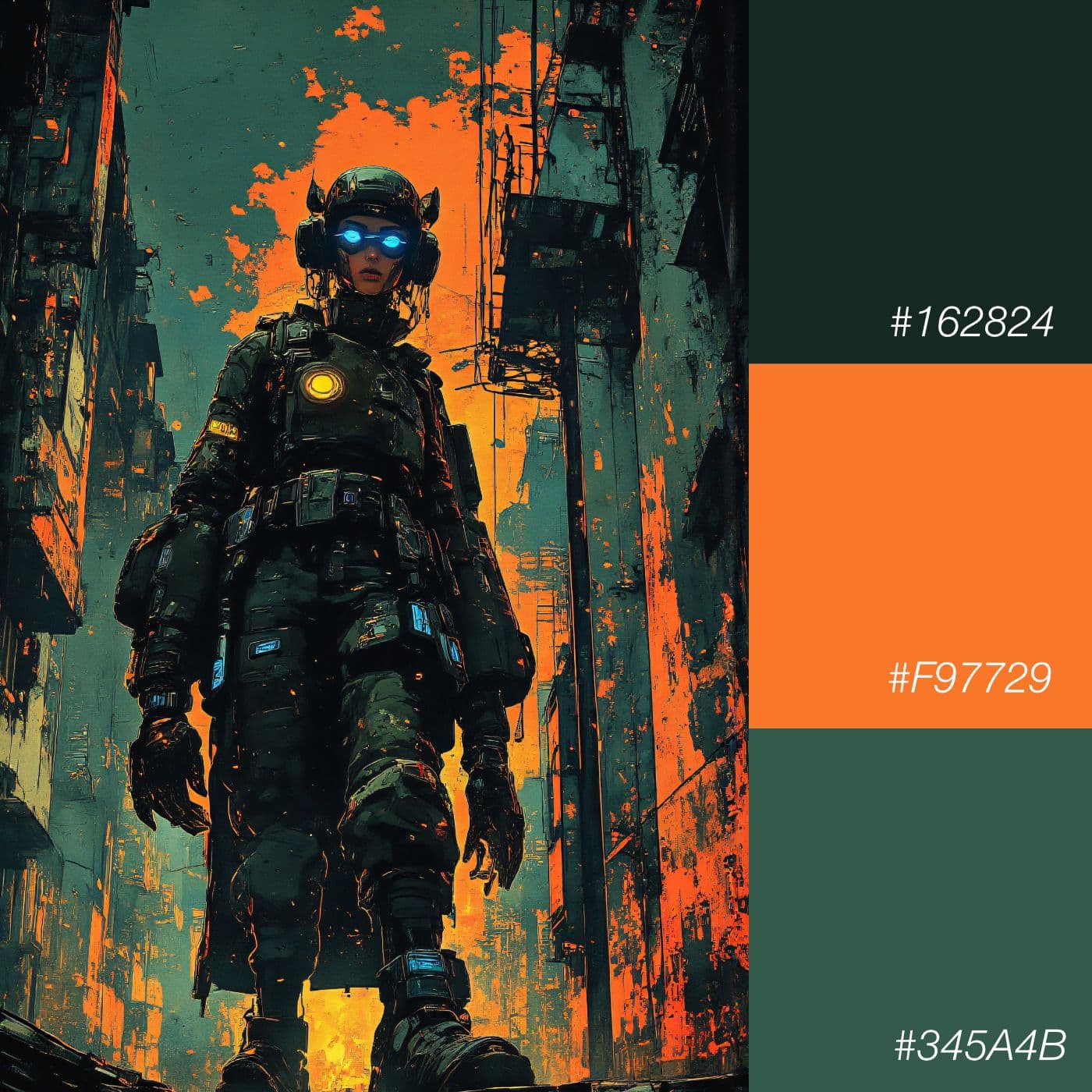 Farbkombination Tiefgrün, Gedämpftes Orange und Dunkles Smaragd – Artistic Messiness