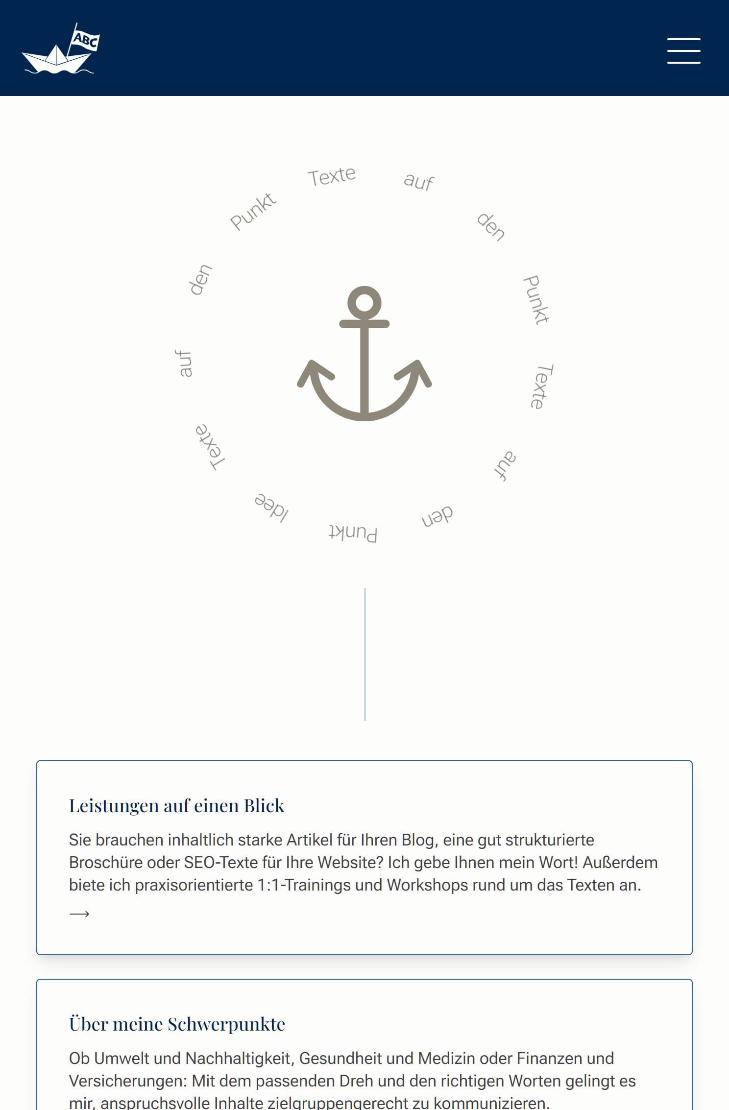 Webdesign Referenz: mobile Ansicht einer Kreis-Animation auf der Website unsere Kundin