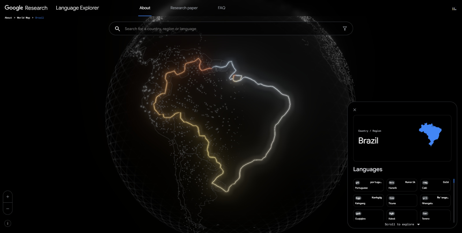 Coole Website - Google Language Explorer