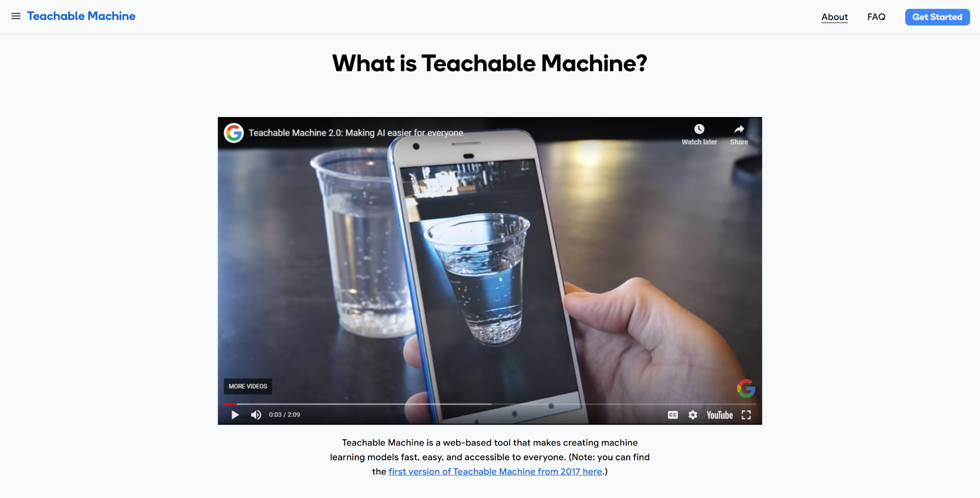 Beste Website Technologie: Teachable Machine von Google