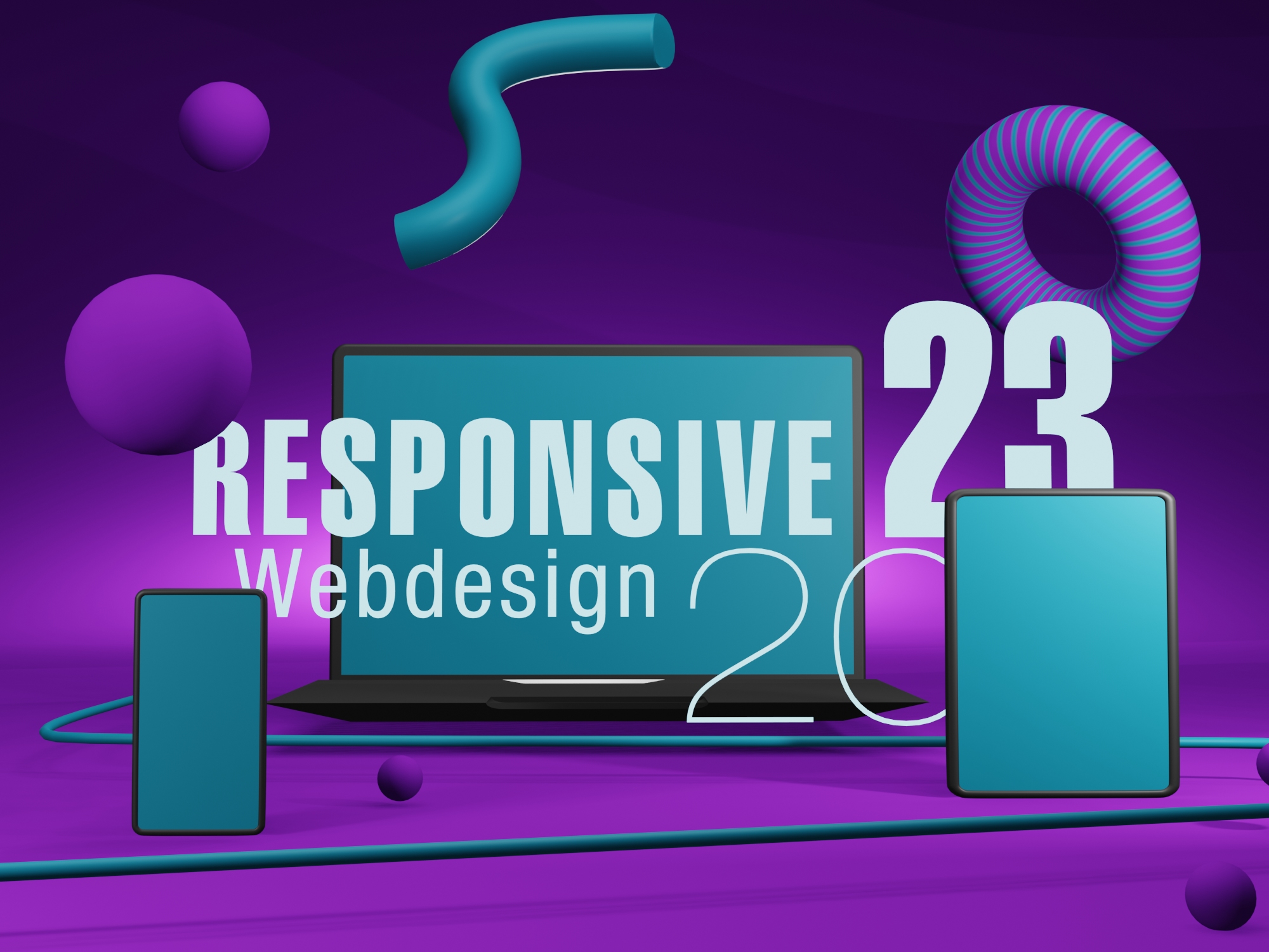 Responsive Webdesign Startbild 3d Illustration 2023