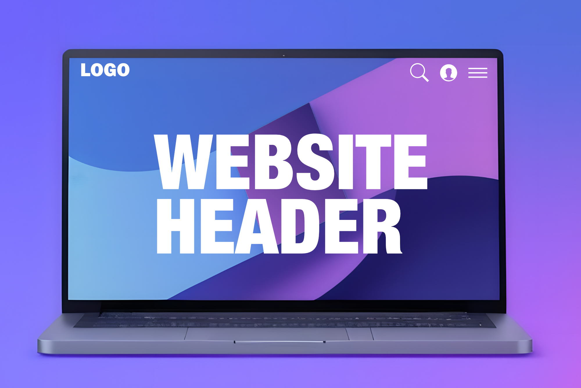 Website Header - auf einem stylized Laptop vor Gradient