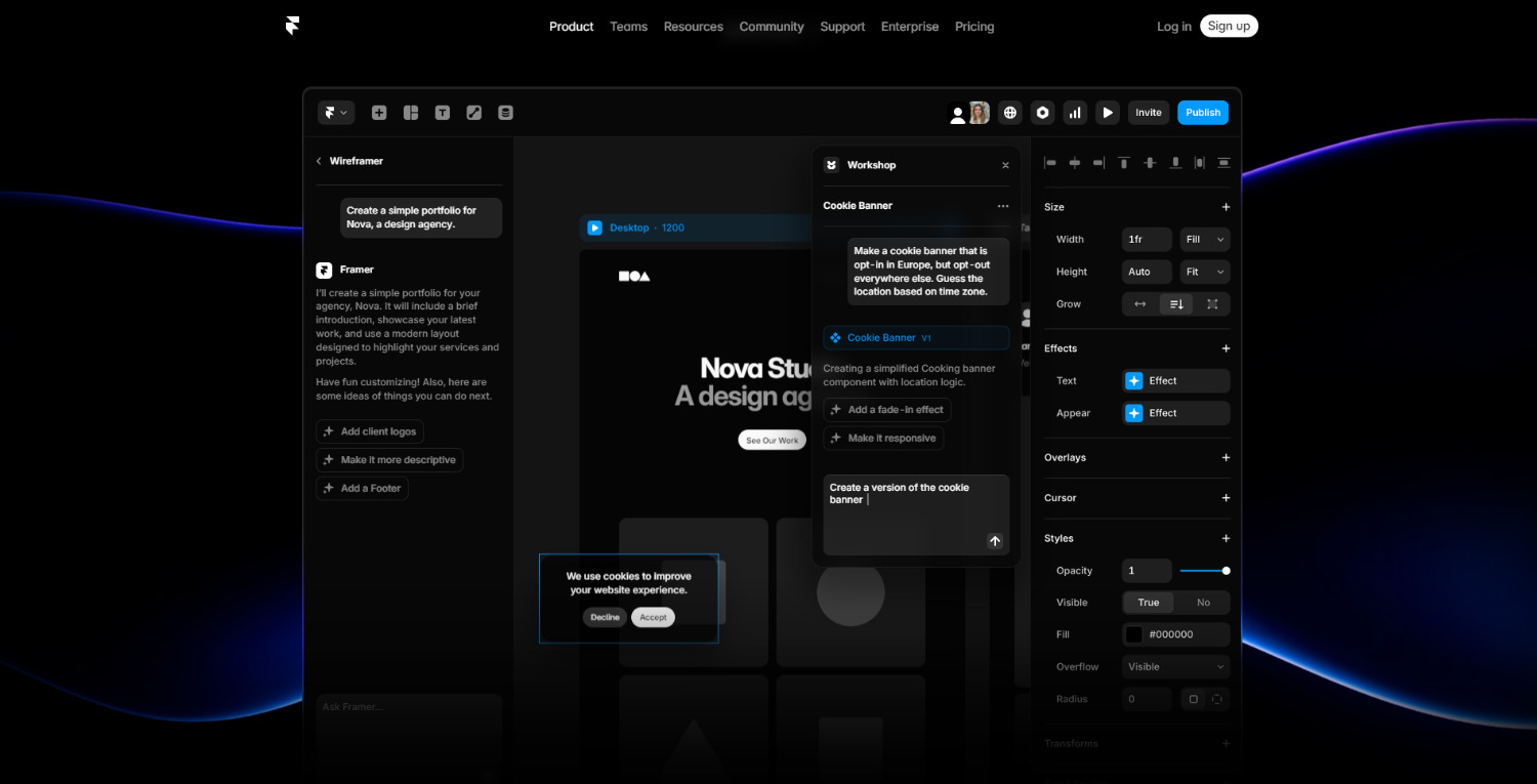 KI Website Builder Framer ai