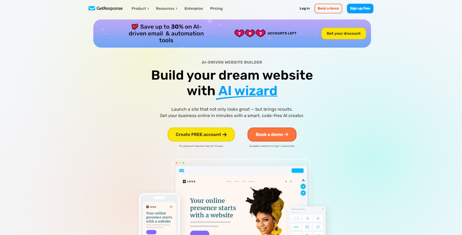 KI Website Builder von getresponse