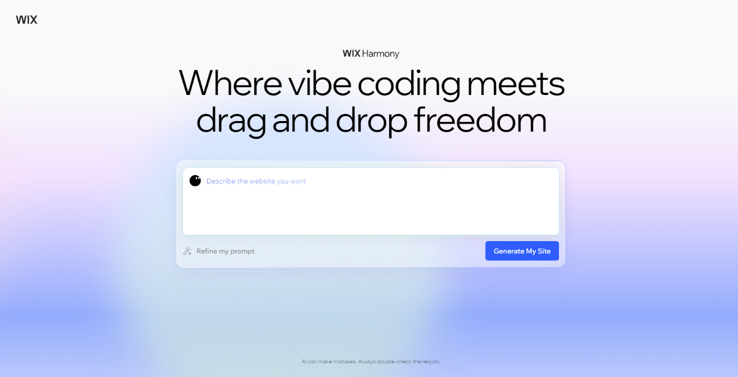 KI Website Builder WIX Harmony